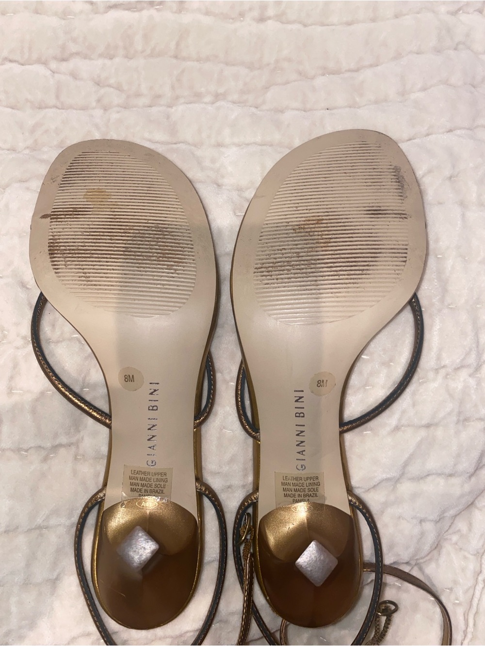 Gianni Bini Metallic Gold Strappy Sandals Size 8 - Picture 4 of 5